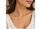 18K Gold Stackable Necklace – Textured Hollow Bar Design