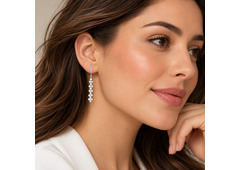 White Gold Cluster Drop Earrings – 18K White Gold