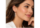 White Gold Cluster Drop Earrings – 18K White Gold